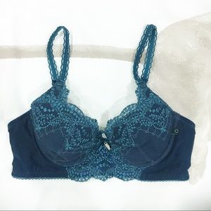 2/50👙 NWOT Morgan blue teal corset lace bra 34b